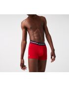 Lot de 3 boxers courts ceinture tricolore marine/argent chine/rouge