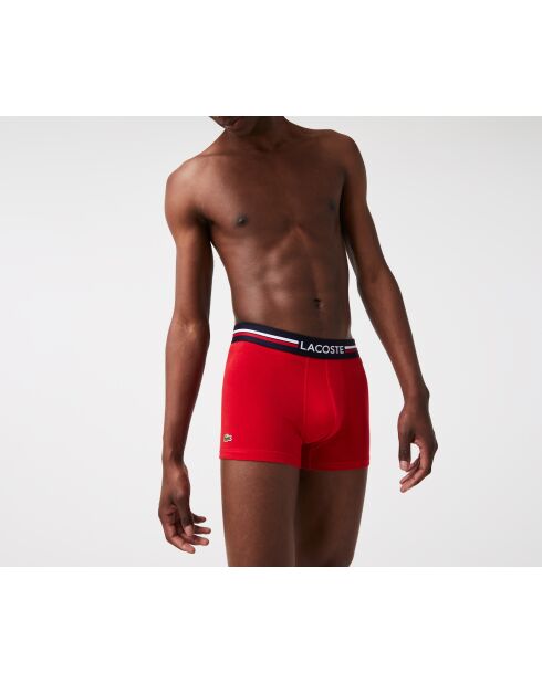 Lot de 3 boxers courts ceinture tricolore marine/argent chine/rouge