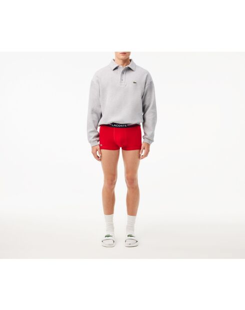 Lot de 3 boxers courts ceinture tricolore marine/argent chine/rouge