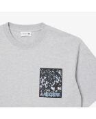 Silbermeliertes, locker sitzendes, dickes Jersey-T-Shirt