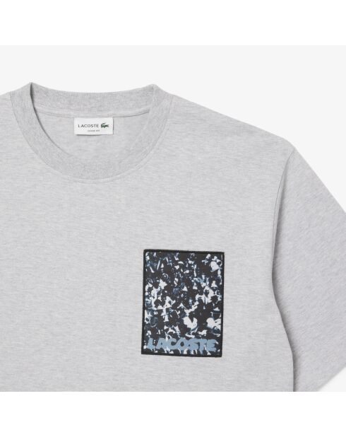 Silbermeliertes, locker sitzendes, dickes Jersey-T-Shirt