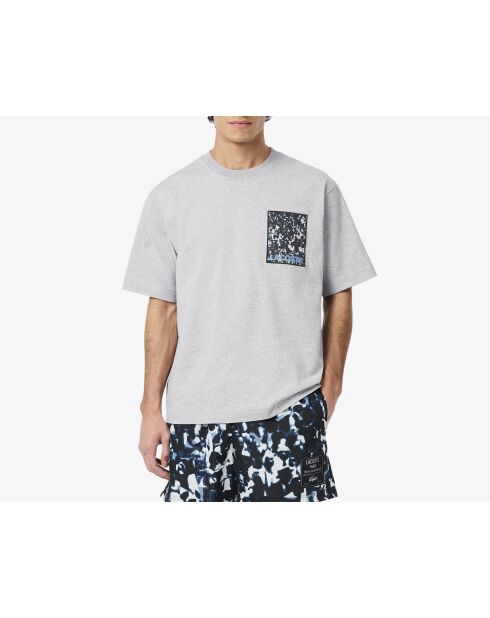 Silbermeliertes, locker sitzendes, dickes Jersey-T-Shirt