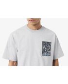 Silbermeliertes, locker sitzendes, dickes Jersey-T-Shirt