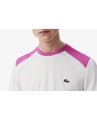 Großes Sport-T-Shirt im Farbblockdesign mit Aufdruck in Weiß/Schwarz-Malva