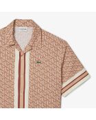 Shirt met monogram en rechte snit in latte/Iberis-kristallijn