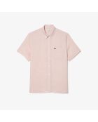 Kurzarmhemd Flamingo aus Leinen