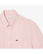 Kurzarmhemd Flamingo aus Leinen