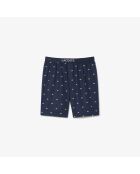 Marineblauw/gele pyjamabroek in popeline met print