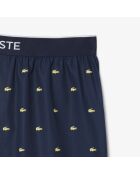 Marineblauw/gele pyjamabroek in popeline met print