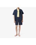 Marineblauw/gele pyjamabroek in popeline met print