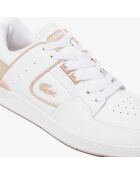 Wit/lichtroze leren Court Cage sneakers