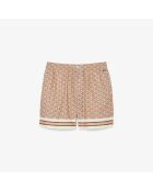 Leichte Shorts mit Monogramm-Print in Latte/Iberis-Kristallin
