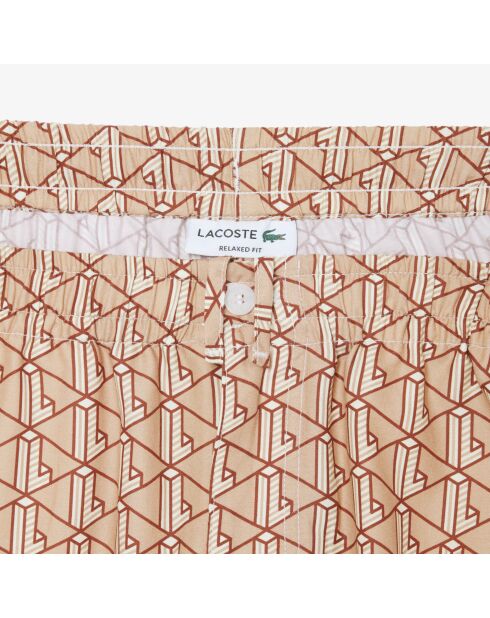 Leichte Shorts mit Monogramm-Print in Latte/Iberis-Kristallin