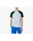 Stream/Navy-Calathea Ultra Dry-Tennis-T-Shirt im Farbblock-Design