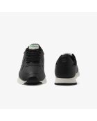 Zwart/gebroken witte leren linetrack sneakers