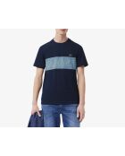 Baumwoll-T-Shirt in Marineblau/Kalkstein-Farbblock