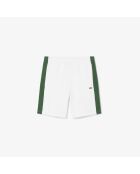 Weiße/liamone-grüne Baumwollfleeceshorts mit Farbblockmuster