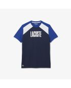 Sport-T-Shirt mit Farbblockmuster in Marineblau/Kosmoweiß