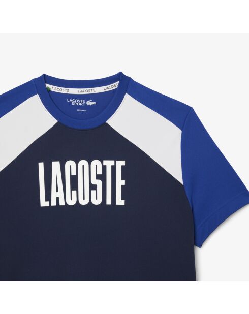 Sport-T-Shirt mit Farbblockmuster in Marineblau/Kosmoweiß