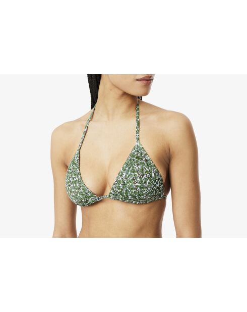 Jersey badpaktop met groen/meelprint