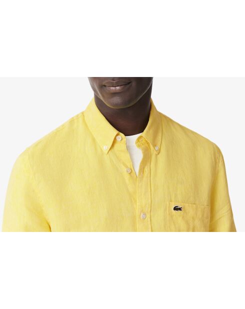 Chemise regular fit en lin jaune