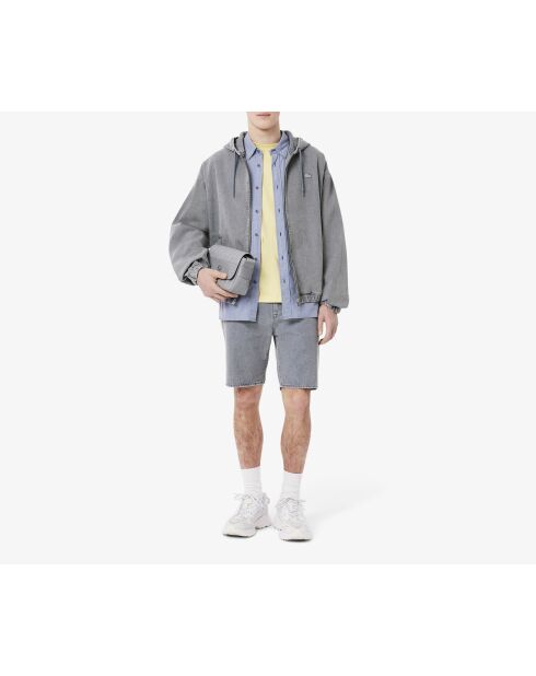 Kapuzenjacke aus gefärbtem Denim mit verwaschenem Effekt in Limestone-Optik