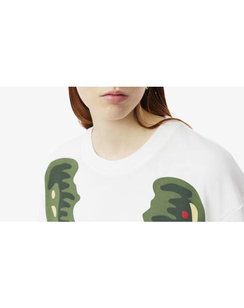 Wit/veelkleurig T-shirt met paradeprint met krokodillenprint