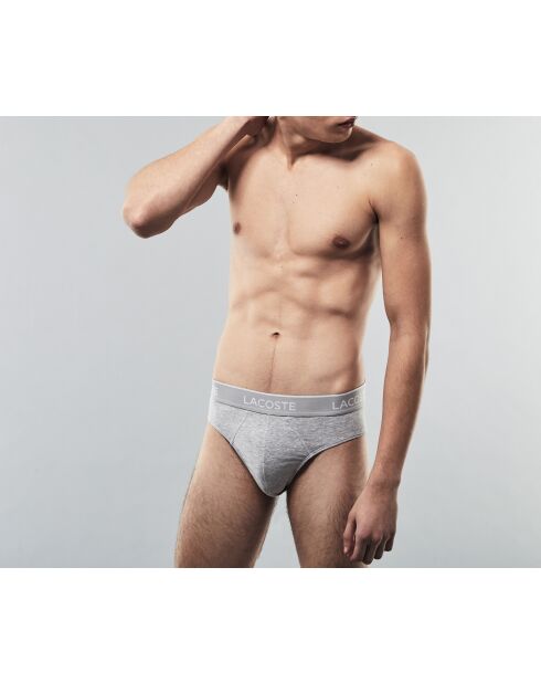Set van 3 katoenen slips met zwart/wit-zilveren riem met gevlekt logo