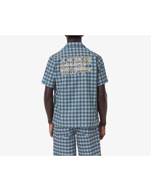 Golfshirt met normale pasvorm, UV-bescherming, kalksteen/marineblauw