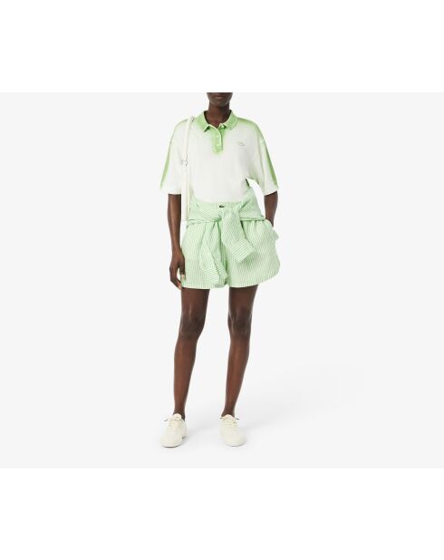 Short ample lin rayé blanc/peppermint