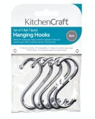 Set van vijf chromen S-haken - 4x8x1,4 cm