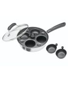 Cocedor de huevos con cuatro orificios, revestido con aluminio negro — 35x20,5x12 cm