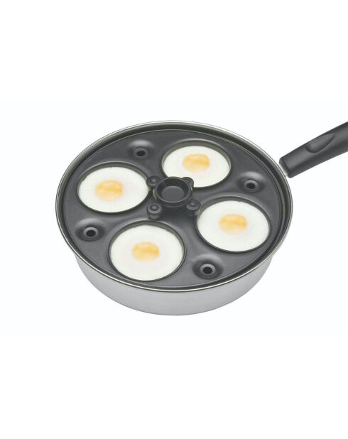 Cocedor de huevos con cuatro orificios, revestido con aluminio negro — 35x20,5x12 cm
