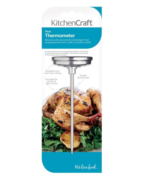 Thermomètre à viande argenté - 5x5x12 cm