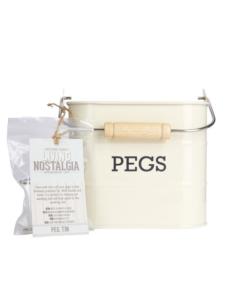 Antica scatola porta mollette color crema - 14,5x14,5x12 cm