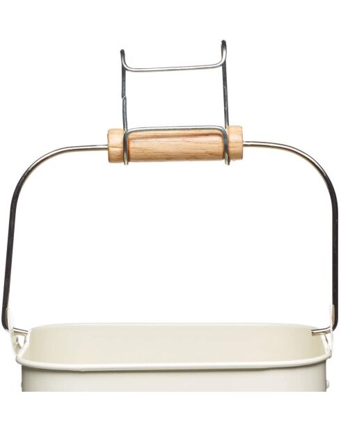 Antica scatola porta mollette color crema - 14,5x14,5x12 cm
