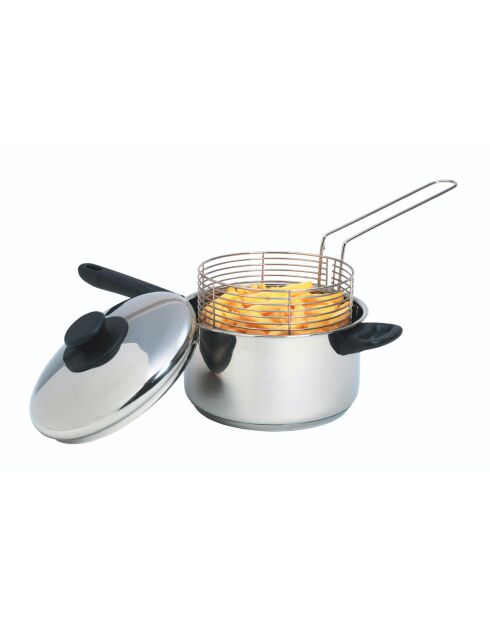 Frietfriteuse met zilveren mand - 48,5x21,2x18 cm
