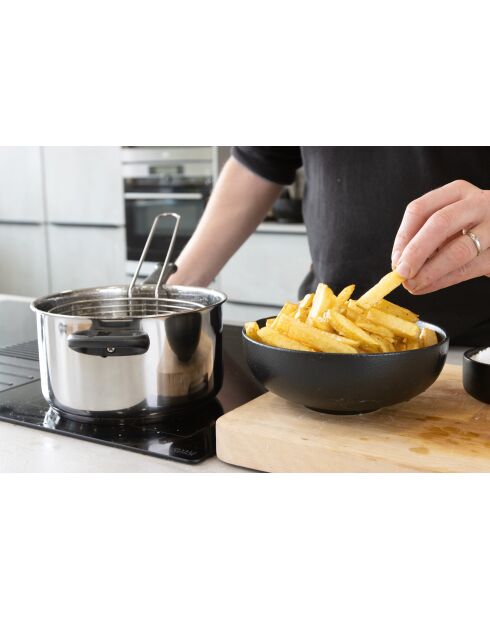 Frietfriteuse met zilveren mand - 48,5x21,2x18 cm