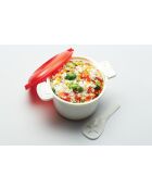 Cuiseur à riz blanc pour micro-ondes de 1,5 litre - 17.5x17.5x14 cm