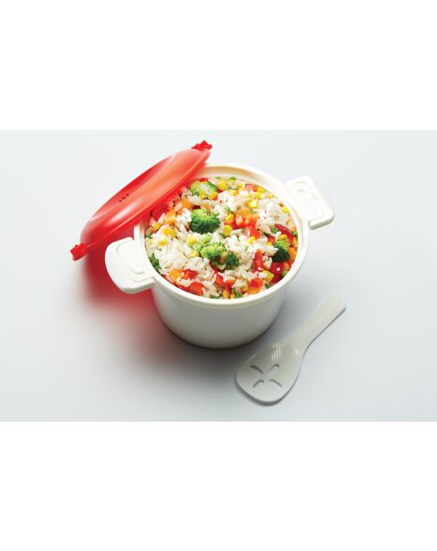 Cuiseur à riz blanc pour micro-ondes de 1,5 litre - 17.5x17.5x14 cm