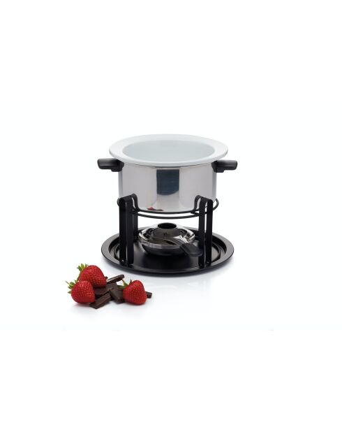 Ensemble à fondue de luxe argenté - 22.7x22.6x20.1 cm