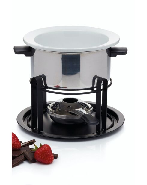 Ensemble à fondue de luxe argenté - 22.7x22.6x20.1 cm