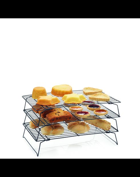 Grille de refroidissement antiadhésive à trois niveaux noir - 25.2x40.4x 22.1 cm