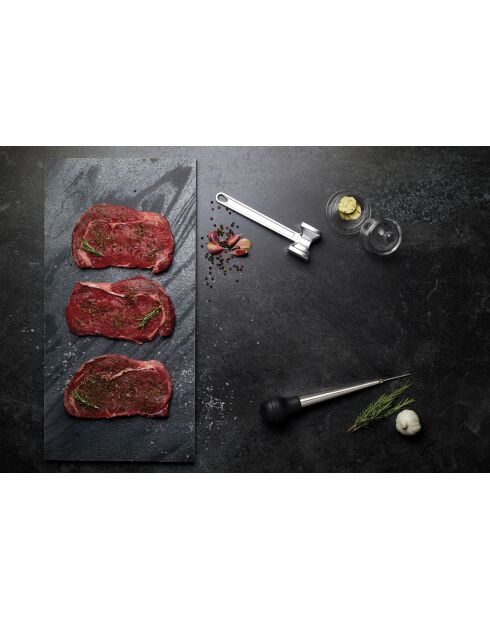 Professioneller Fleischklopfer mit silbernem ovalem Griff - 29x6,3x4,7 cm