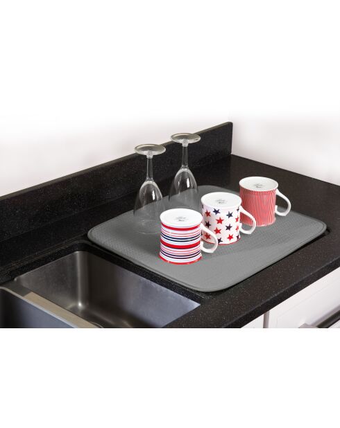 Grijze afdruipmat voor vaatjes - 41x45,5x0,7 cm