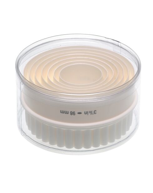 Juego de 7 cortadores de galletas de plástico de doble filo para galletas y pasteles, blancos, 10,2 x 10,2 x 3,5 cm