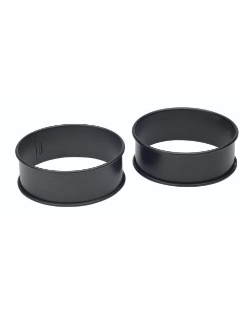 Juego de 2 aros negros antiadherentes para huevos escalfados, 25 x 11 x 3 cm