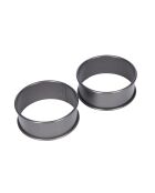 Juego de 2 aros negros antiadherentes para huevos escalfados, 25 x 11 x 3 cm