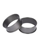 Juego de 2 aros negros antiadherentes para huevos escalfados, 25 x 11 x 3 cm