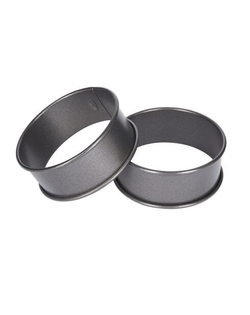Juego de 2 aros negros antiadherentes para huevos escalfados, 25 x 11 x 3 cm